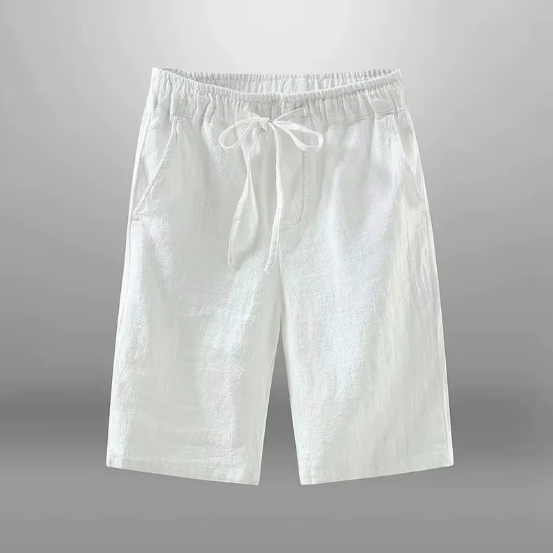 Shorts de plage en coton et lin pour hommes, décontractés, respirants, pantalons de survêtement courts, vacances, salle de sport, basket-ball