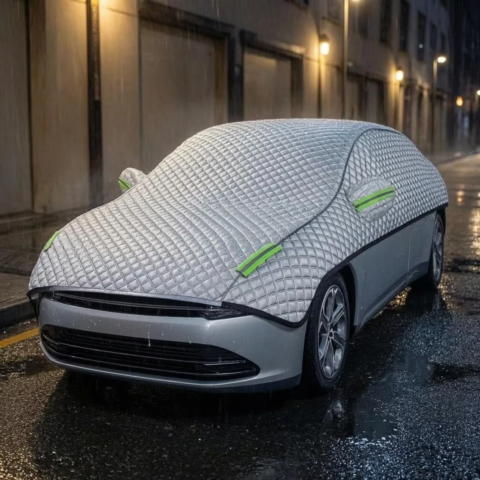 Housse de protection universelle en coton pour voiture, anti-grêle, imperméable, anti-soleil et anti-UV, adaptée à diverses conditions météorologiques difficiles