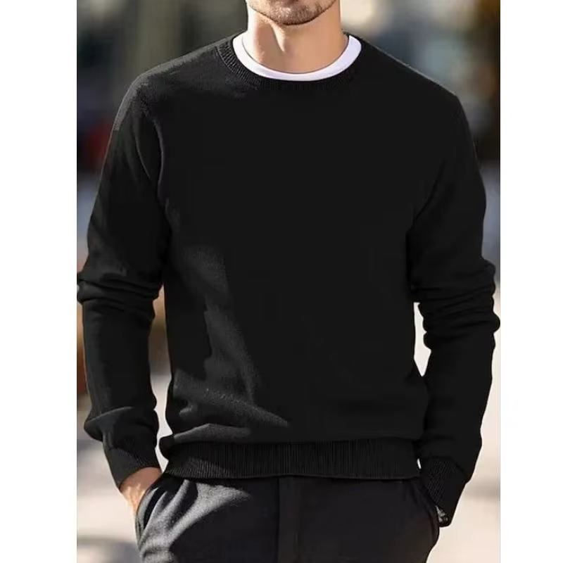 Pull en laine à col rond pour homme, pull, simple et élégant, style coréen, ample et surdimensionné, col roulé, haut de couleur unie.
