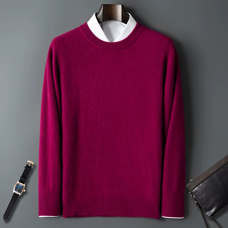 Pull à col rond en cachemire de vison pur pour homme, pull décontracté tricoté à manches longues, vêtements pour l'automne et l'hiver, 100%
