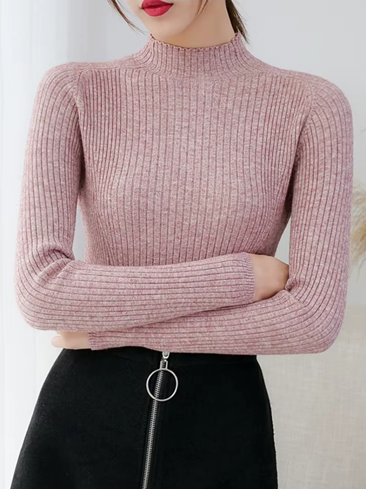 Pulls côtelés en maille pour femme – Collection Automne Hiver 2026 – Col montant