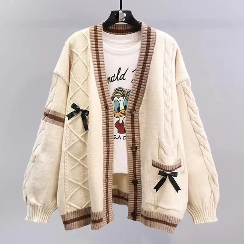 Cardigan tricoté à col en v pour femme