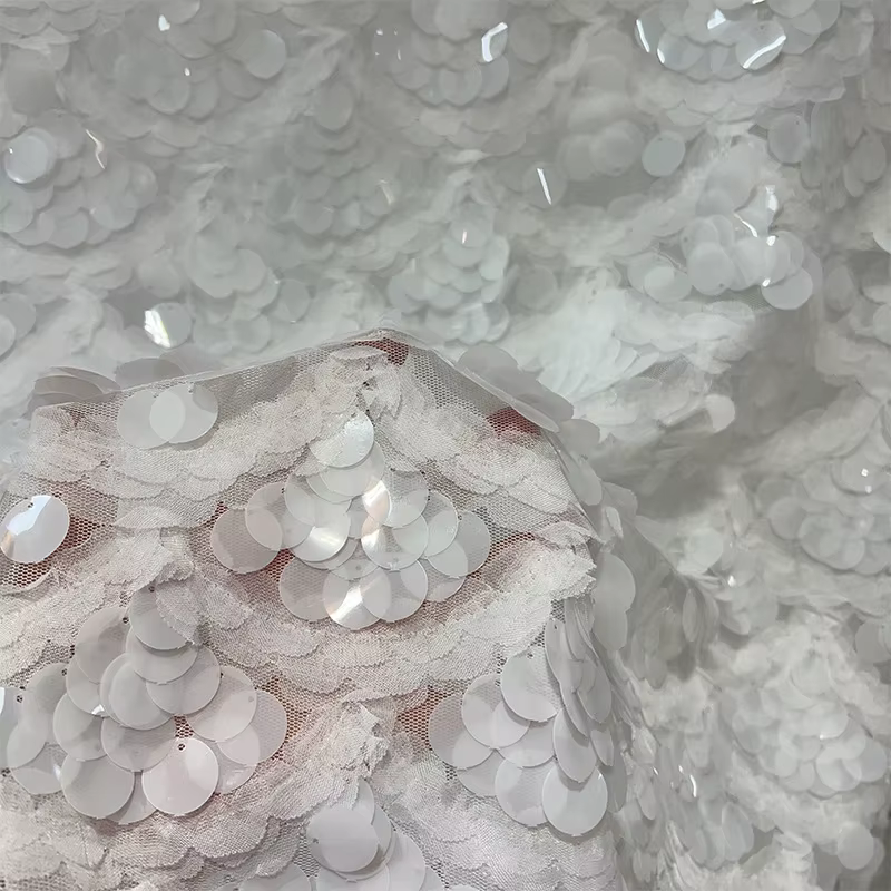 Tissu de Base en maille brodée de paillettes, tissu rond en dentelle à paillettes pour bricolage, robe de soirée de rosée, vêtements de spectacle