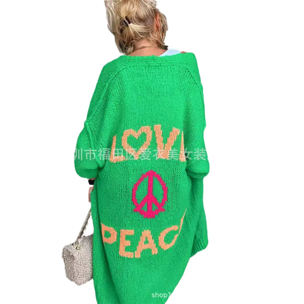 Cardigan long en tricot à manches longues pour femmes