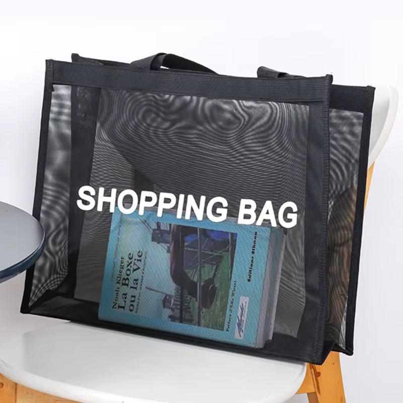 Sac de courses en maille Transparent, grande capacité, sac à main asymétrique épaule dénudée, respirant, pratique et Durable, sacs de rangement de voyage de plage