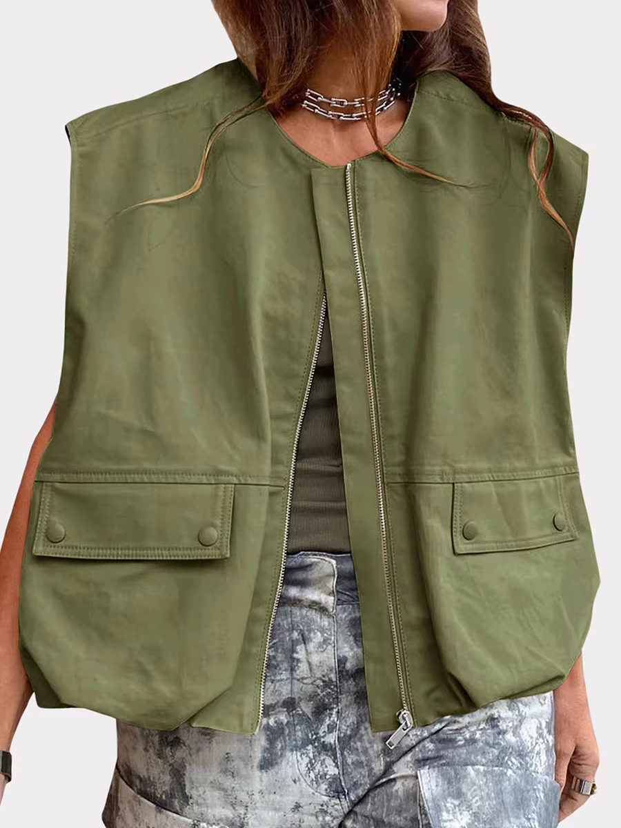 Gilets cargo à col rond pour femmes