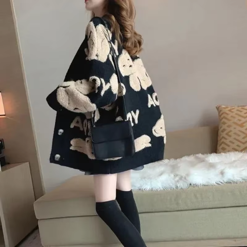 Cardigan long en tricot avec boutons pour femme
