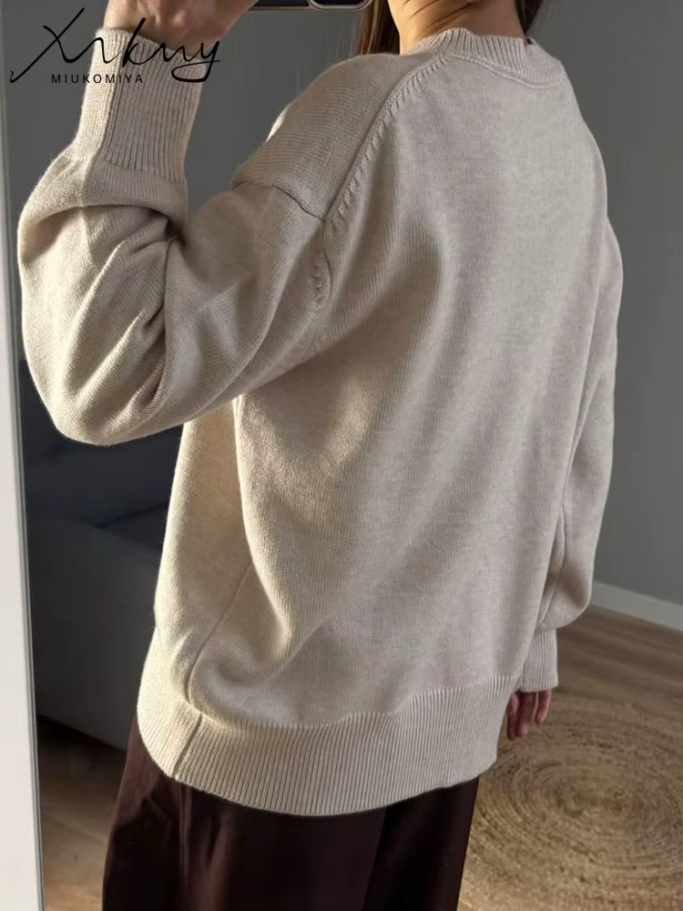 MiuKoMiYa femmes hiver surdimensionné pull bordeaux col rond Vintage pulls en vrac chandails de noël