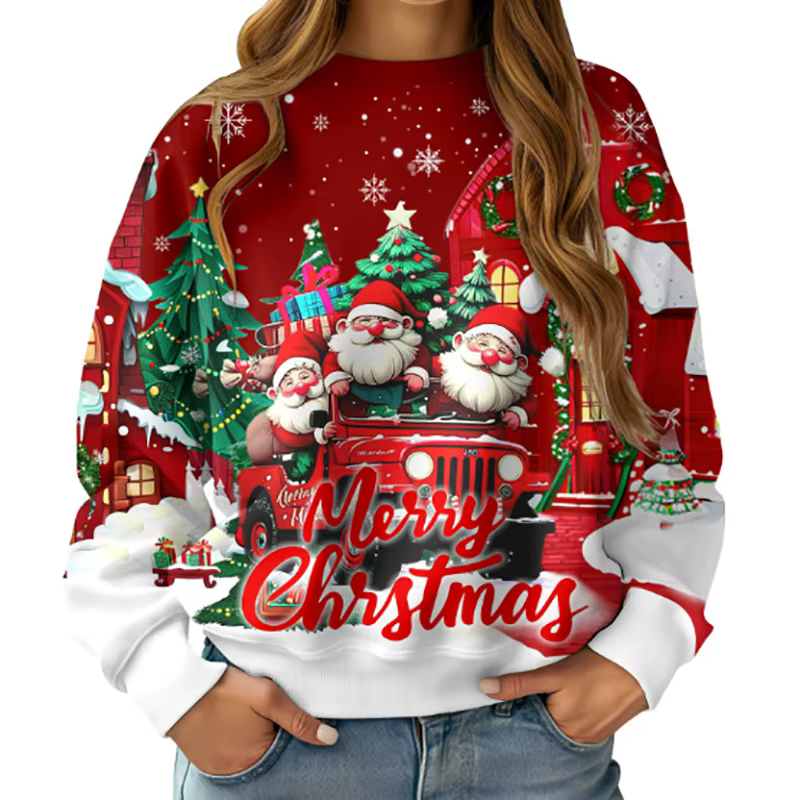 Chemise pull rouge de noël pour femmes
