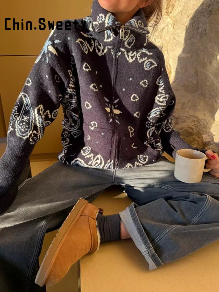 Cardigan tricoté à col en fausse fourrure pour femme