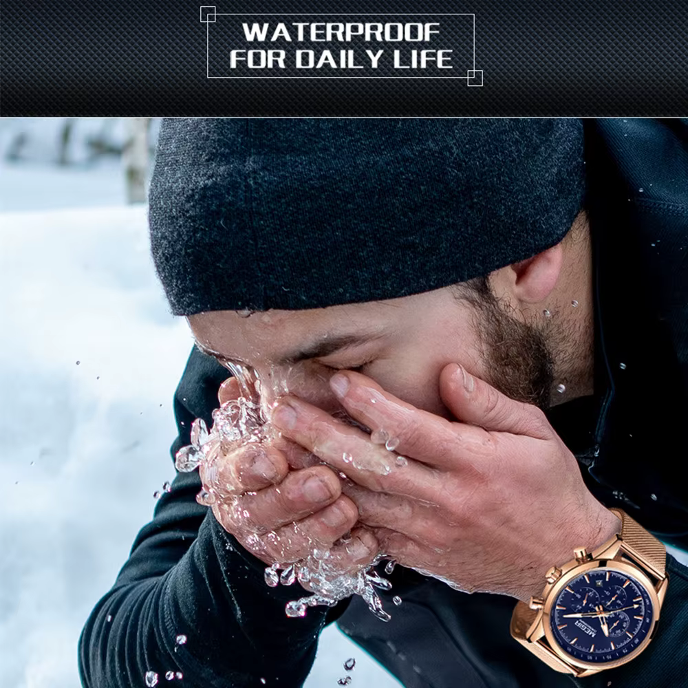 Montre chronographe sport pour homme MEGIR, mouvement à quartz, bracelet en acier maille, étanche, calendrier, montre-bracelet décontractée pour hommes, Reloj