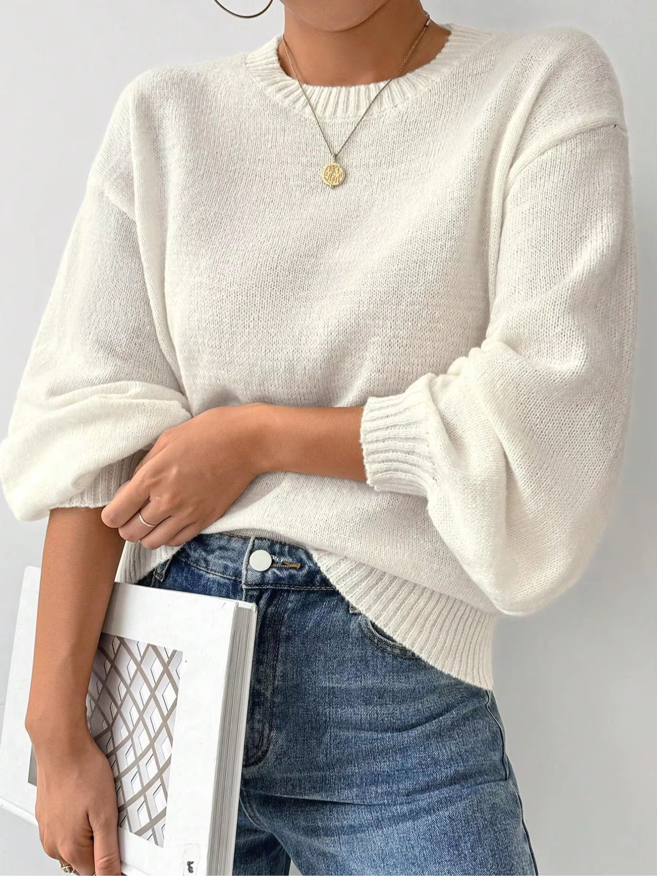 Pull de couleur unie pour femmes