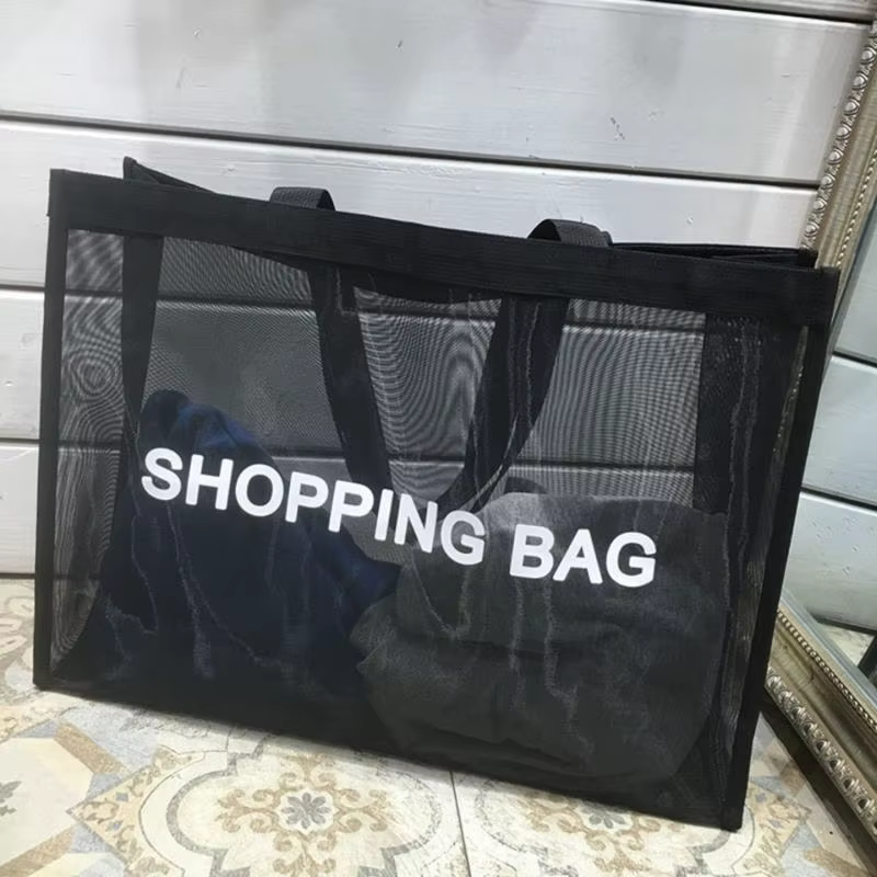 Sac de courses en maille Transparent, grande capacité, sac à main asymétrique épaule dénudée, respirant, pratique et Durable, sacs de rangement de voyage de plage