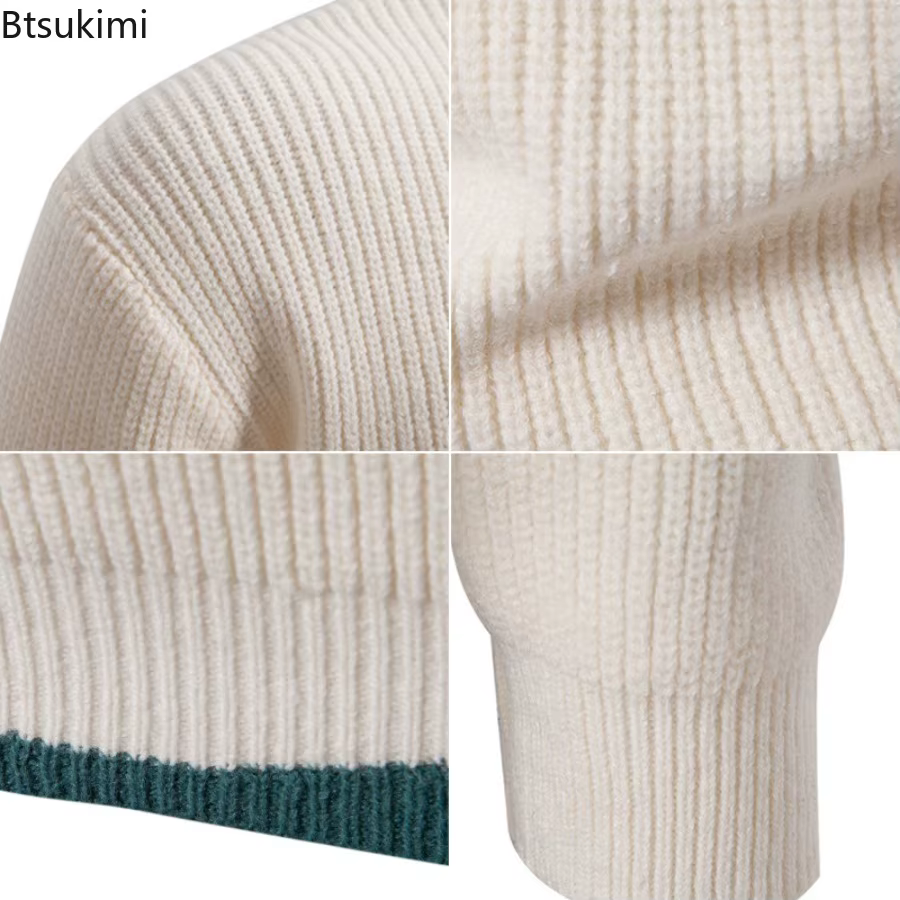 Pull tricoté pour hommes, bloc de couleurs, mode automne/hiver 2026, pull de rue, manteaux amples et chauds pour l'extérieur
