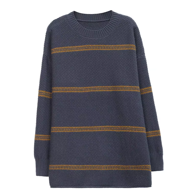 Pulls tricotés à col rond et rayures pour femmes