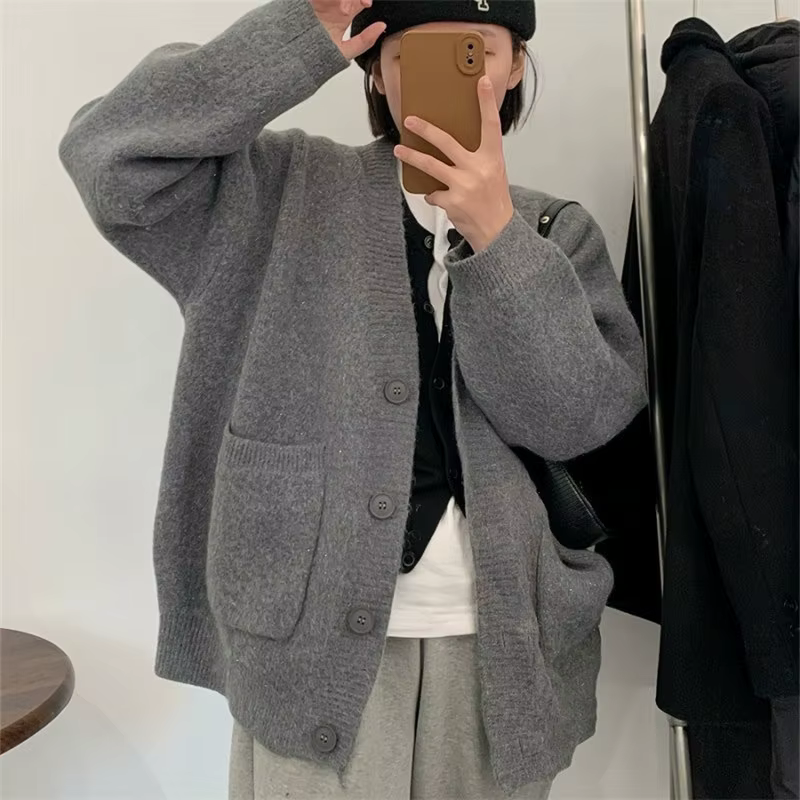 Cardigan chic jaune à simple boutonnage pour femme