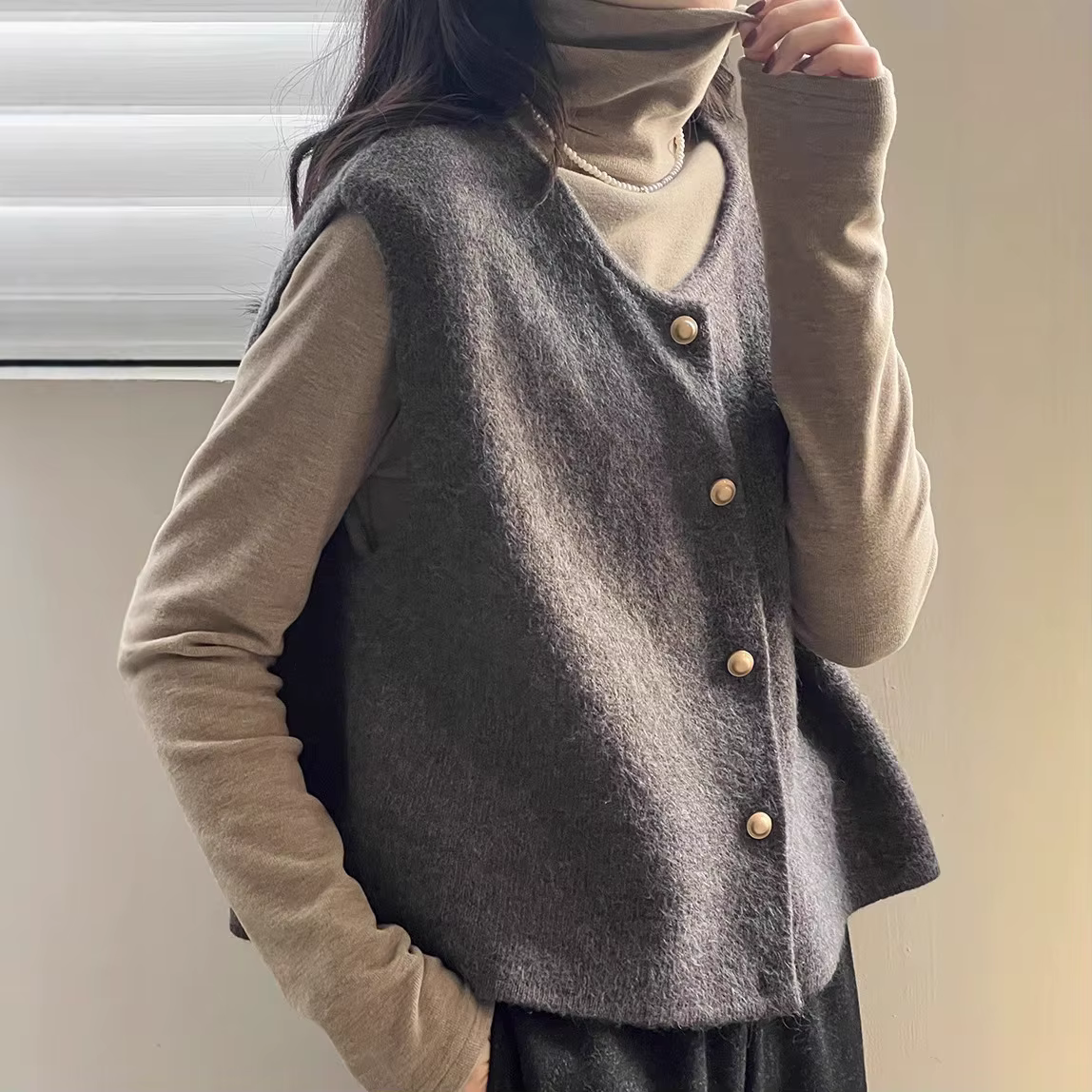 Gilet tricoté rétro pour femmes
