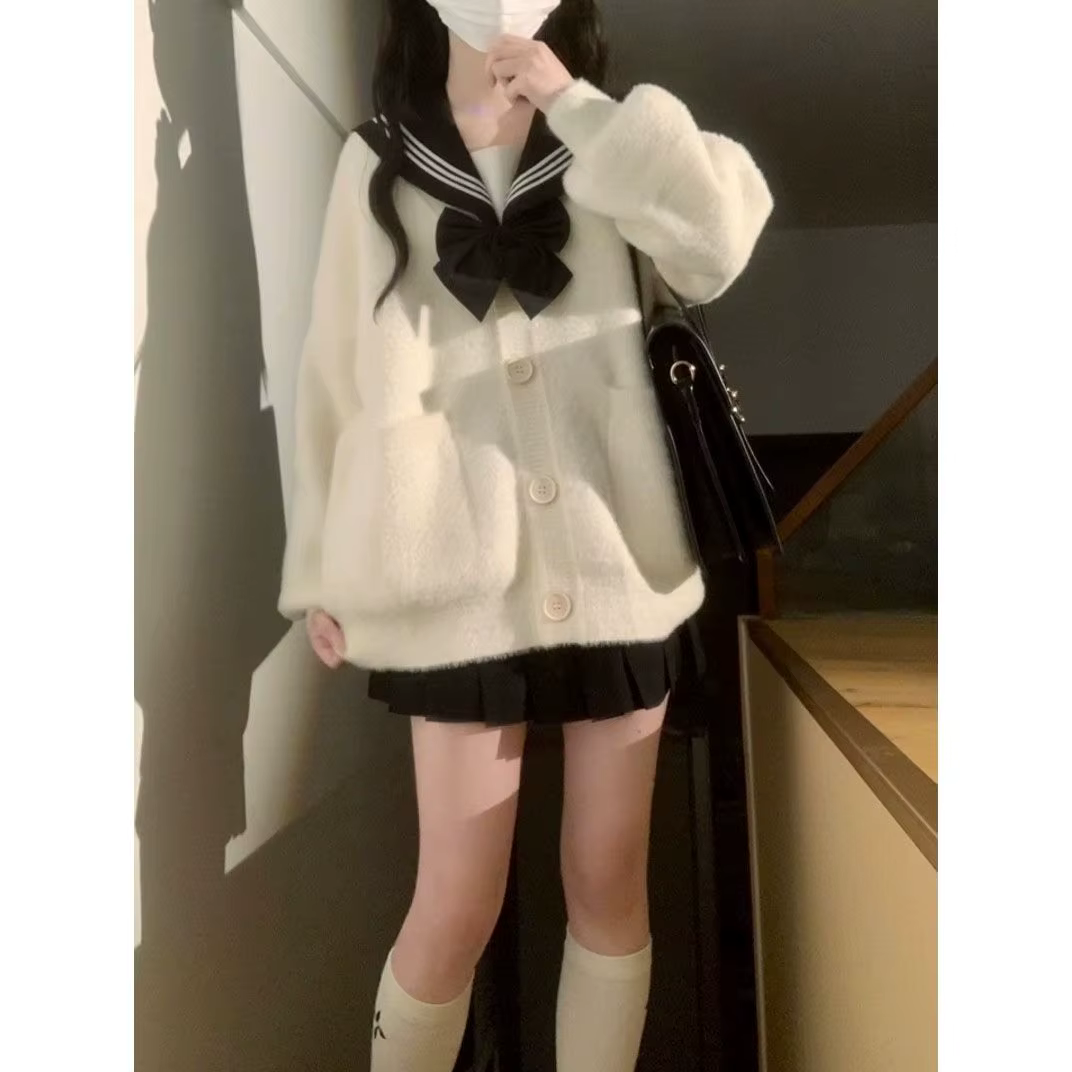 Manteau pull en laine japonais de style collégial pour femmes petites