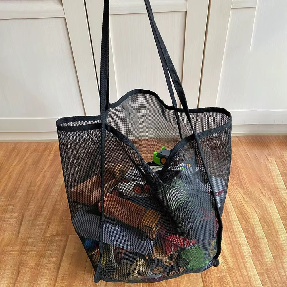 Sac de plage en maille léger, respirant et à séchage rapide, idéal pour les voyages à la plage, les activités de plein air et le rangement des serviettes et des jouets