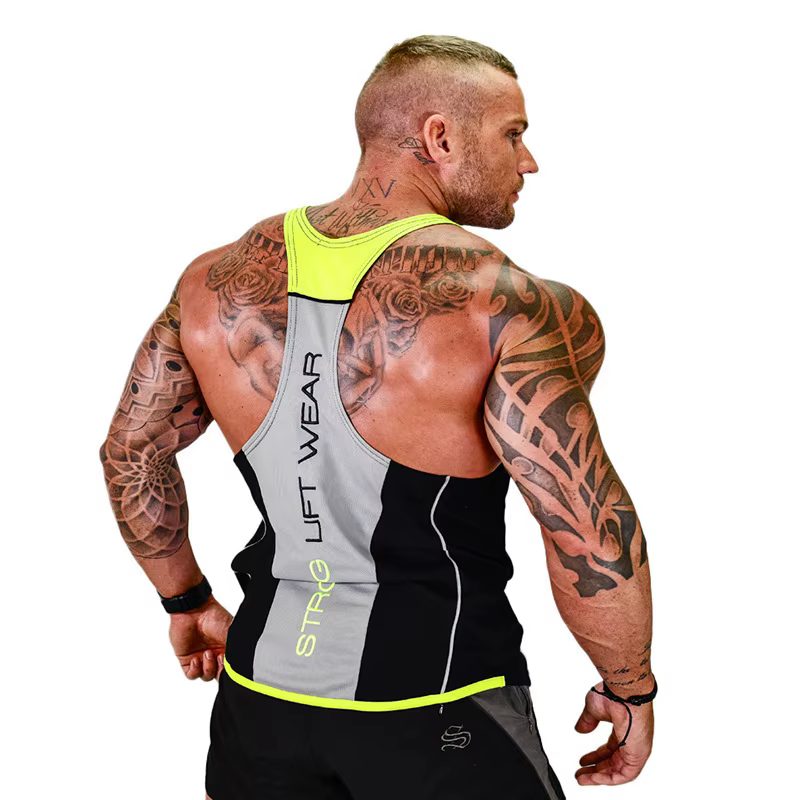 Nouveau débardeur de fitness musculaire pour homme, style américain, sport décontracté, dos en X, course à pied, entraînement, élastique, respirant, en coton