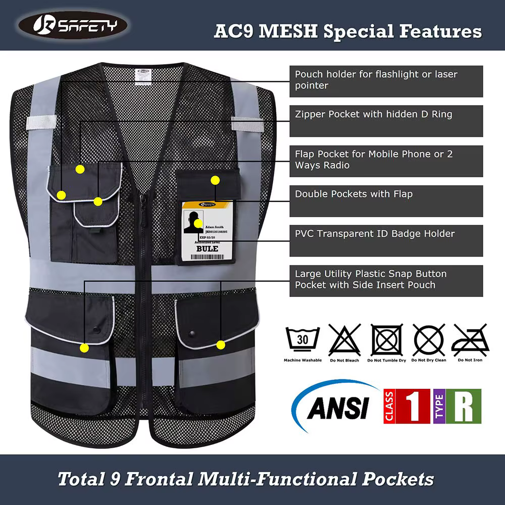 Gilets de sécurité de police à haute visibilité, veste de cavalier, maille respirante, tissu pour les zones chaudes du désert