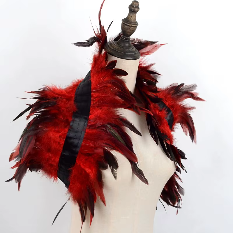 Col Cape en plumes véritable, Design gothique de cygne pour femmes, spectacle sur scène d'halloween, enveloppe d'épaule gothique Lolita