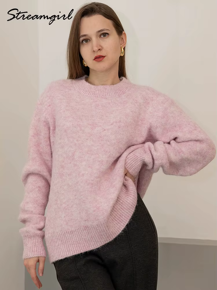 Pull jaune moelleux ample et décontracté pour femmes automne-hiver confortable et élégant