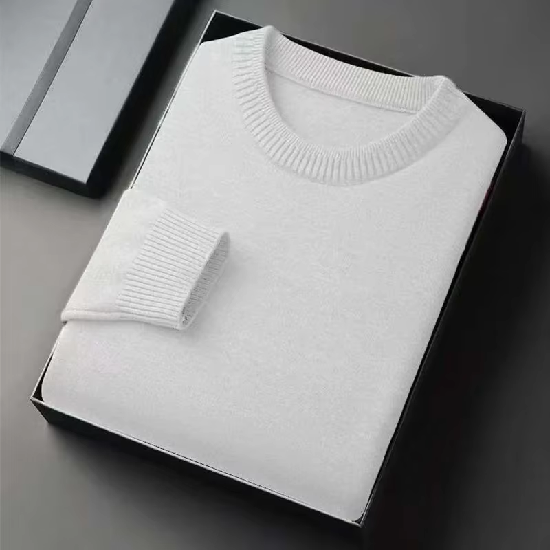 Pull classique en tricot à col rond pour hommes, manches longues, doux, décontracté, léger, couleur unie, vêtements doux pour hommes