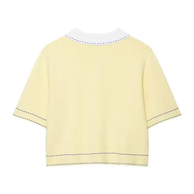 Automne tricoté décontracté col Polo pull femmes mode vêtements d'extérieur fibre de Polyester coupe-vent Style nouveauté