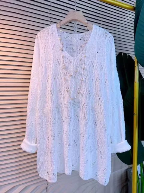 Pulls surdimensionnés pour femmes à manches longues col en v Pull décontracté mode