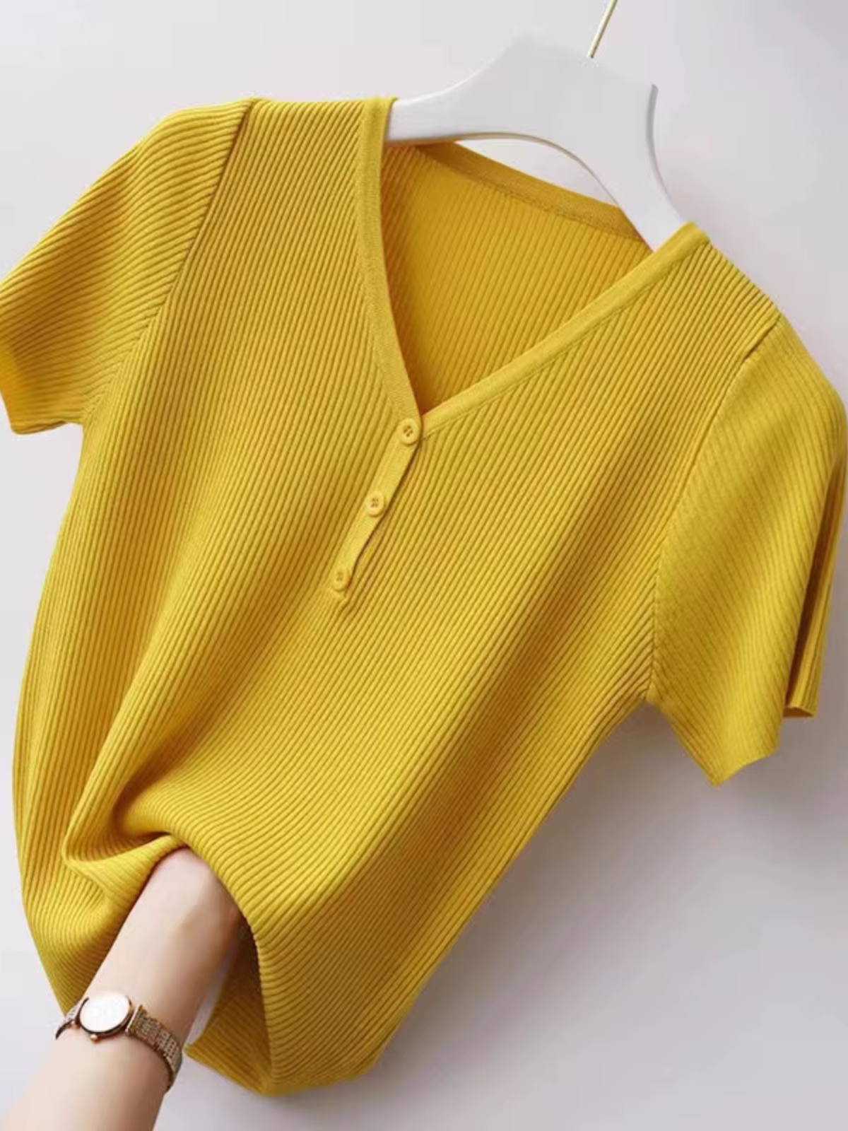 2025 nouveau coréen été col en v pull femmes
