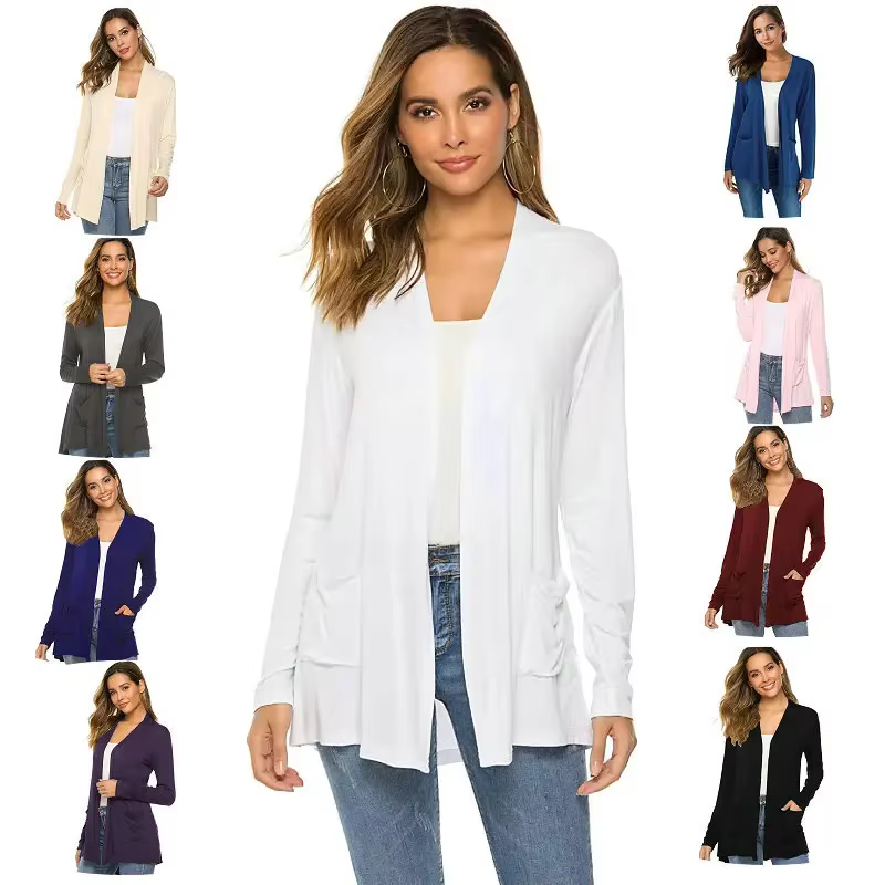 Cardigan tricoté à manches longues pour femmes