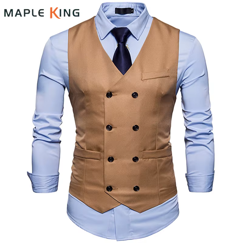 Nouvelle marque robe gilets pour hommes décontracté coupe ajustée hommes costume Gilet Double boutonnage Gilet Homme formel affaires veste XXL