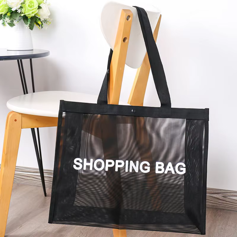 Sac de courses en maille Transparent, grande capacité, sac à main asymétrique épaule dénudée, respirant, pratique et Durable, sacs de rangement de voyage de plage