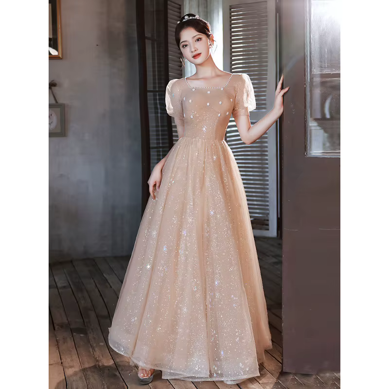 Robe De soirée en Tulle pour femmes, élégante, col carré, laçage français, longue, robes De bal formelles