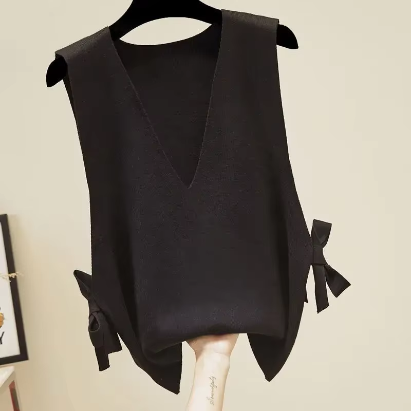 Col en v rouge hauts en tricot pour femme noir femmes pull gilet moderne Streetwear froid hiver tendance offres uniques