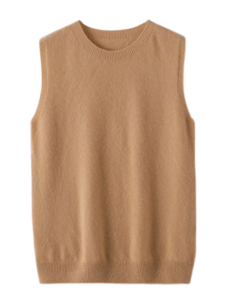 Pull sans manches à col rond pour femme