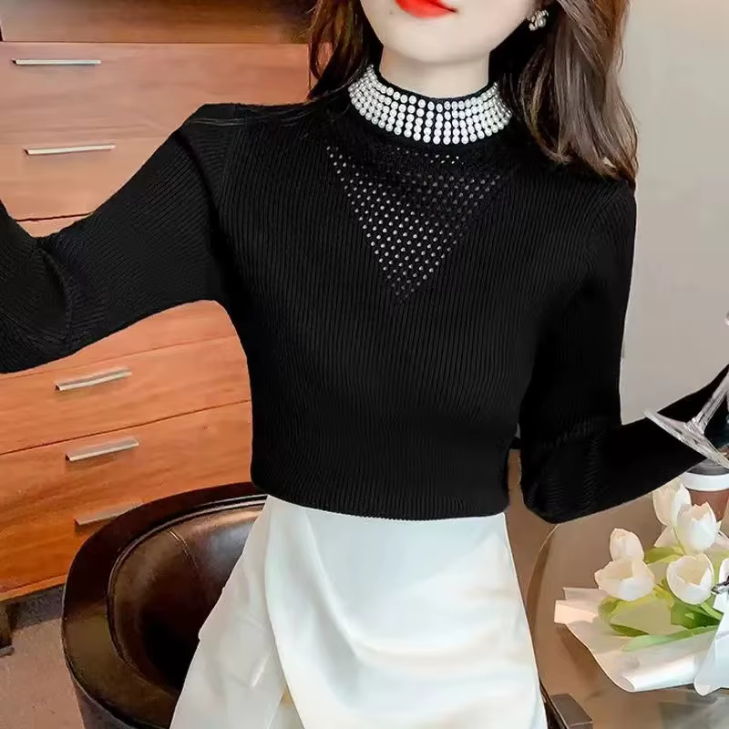 Pull Femme 2023 automne hiver col mi-haut Style polyvalent mode dames