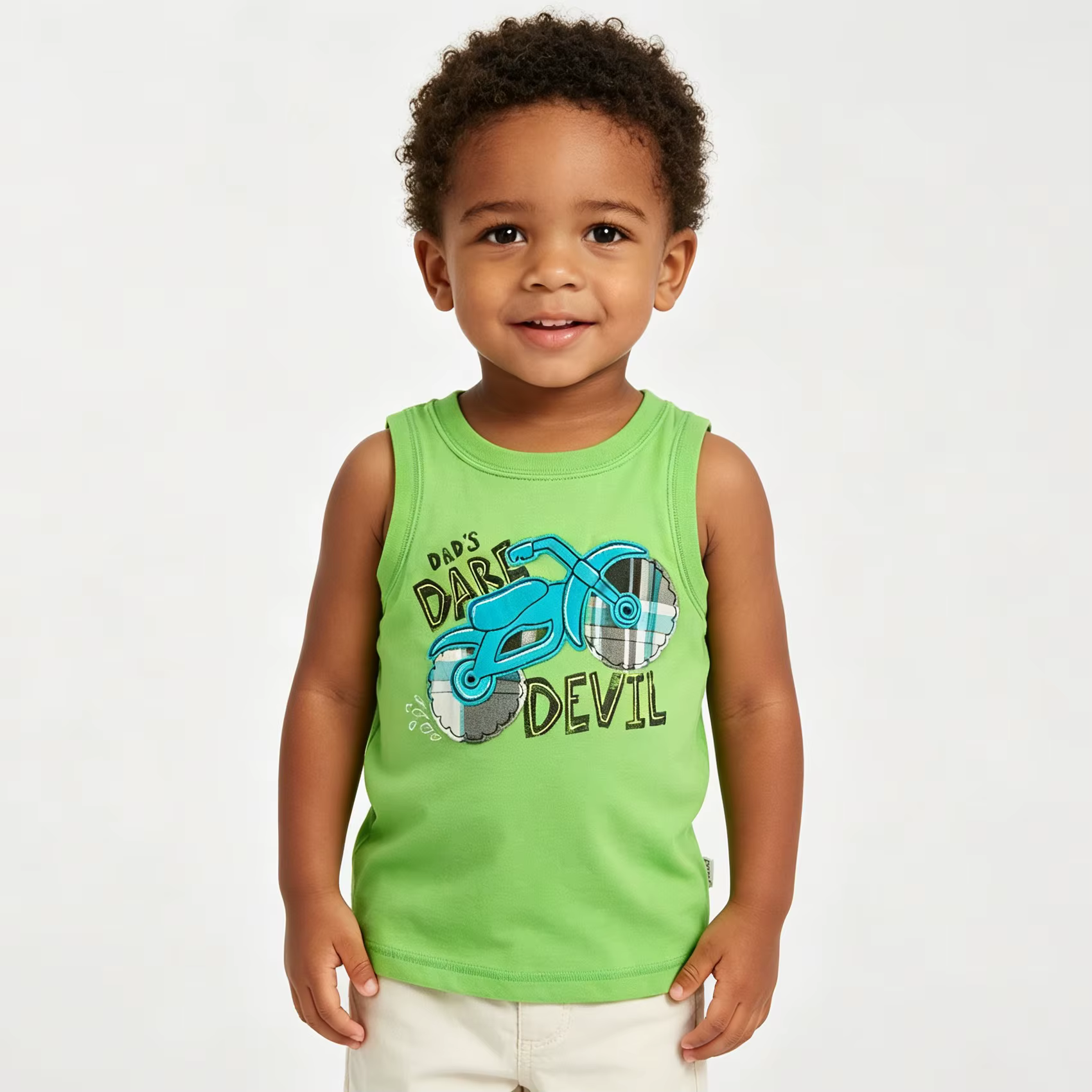 Débardeur d'été pour bébé garçon, motif 'Dad's Dare Devil Motorcycle', en coton, sans manches, T-shirt pour tout-petit, hauts d'ensemble