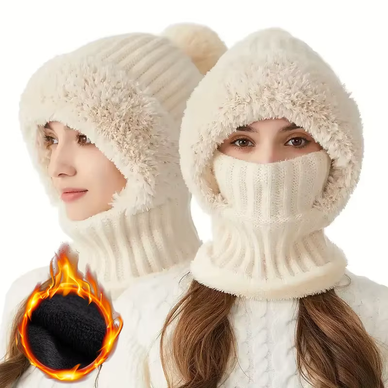 Cagoule intégrée en tricot d'hiver