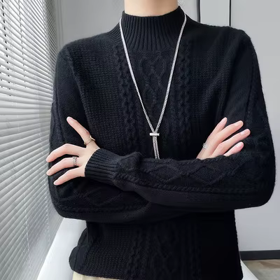 2025 nouveau pull épaissi pour les femmes en automne hiver col rond Base tricoté