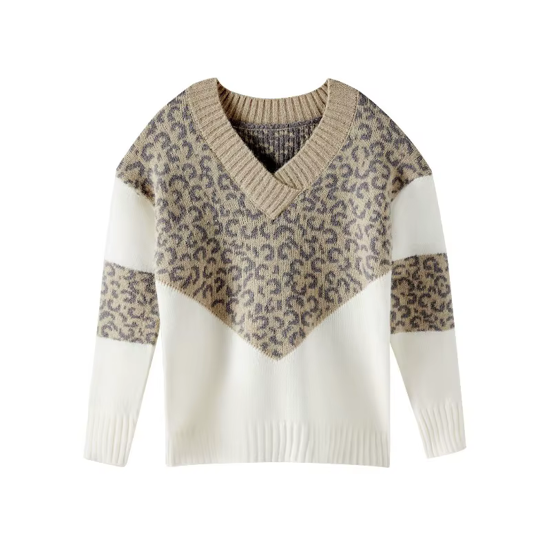 2025 nouveau pull tricoté ample à blocs de couleur pour femmes