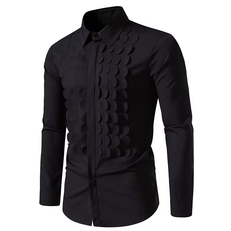 Chemises à manches longues pour hommes, col Henry à double boutonnage, vêtements décontractés pour hommes, chemise Hemd zones me, S42
