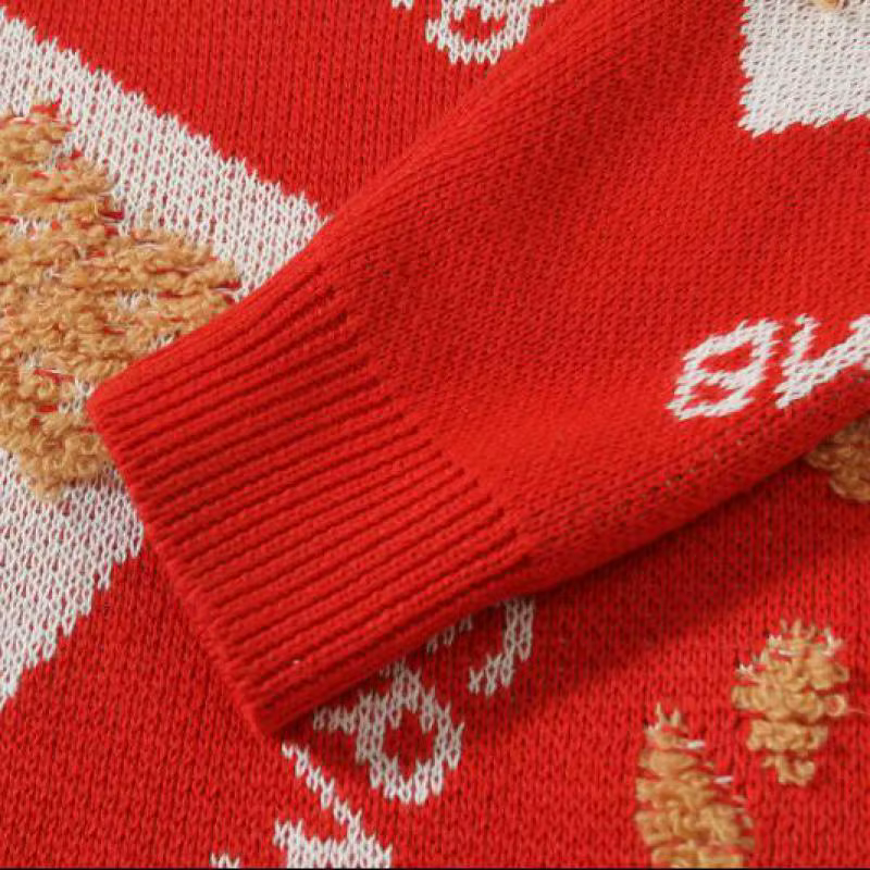 Pull de Noël à col rond pour hommes, manches longues, pull de Noël tricoté décontracté unisexe, vêtements du nouvel an chinois, grande taille, M-XXXL