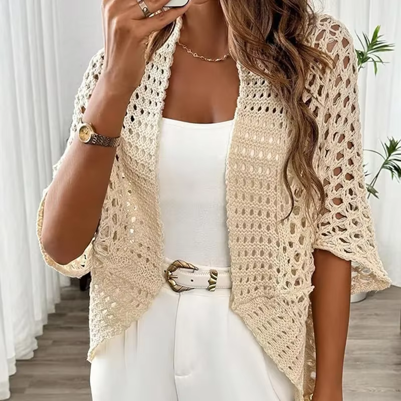 Gilet en maille ajouré pour femme