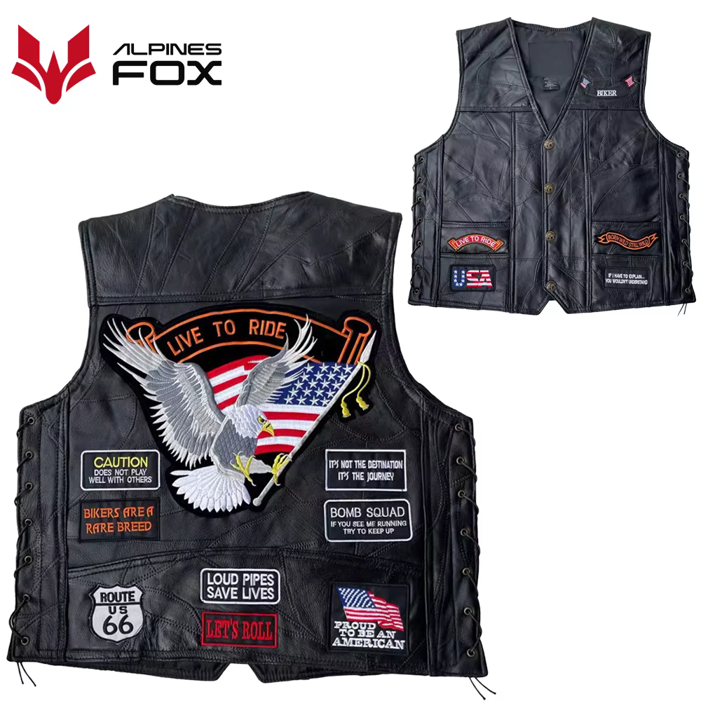 Blouson de Moto en Cuir Brodé pour Homme, Veste de Course, Quatre Saisons, Style Punk