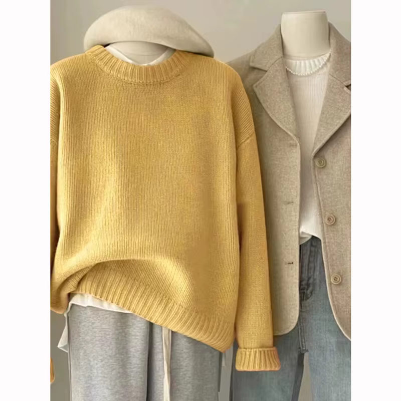 Pull en cachemire pur 100% à col rond pour femme