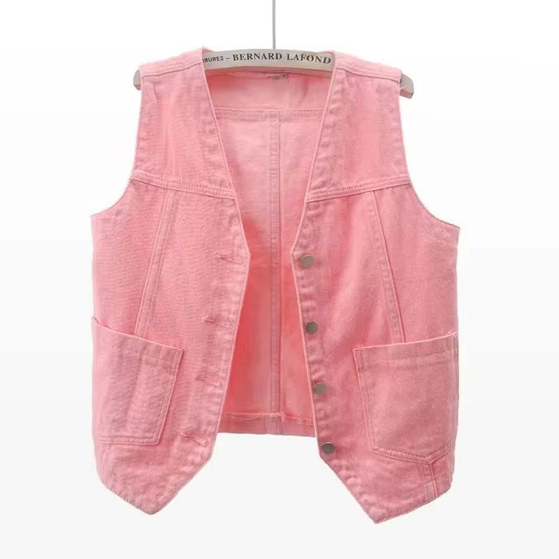 Printemps été coréen court Denim gilet femmes Vintage noir sans manches veste jean décontracté gilets femme
