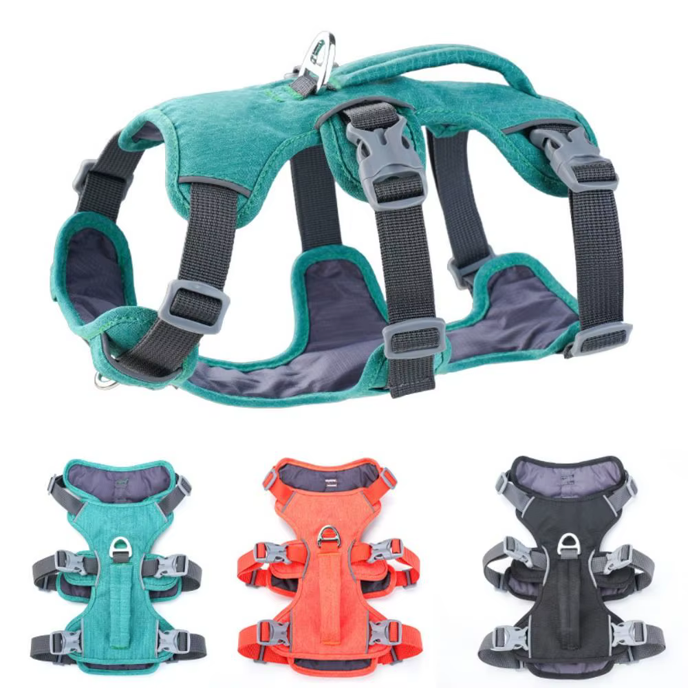 Harnais réfléchissant pour chien avec poignée, anti-évasion, respirant, réglable, en nylon