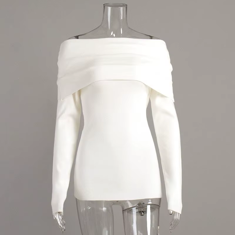 Pull en tricot élégant à col bateau pour femme